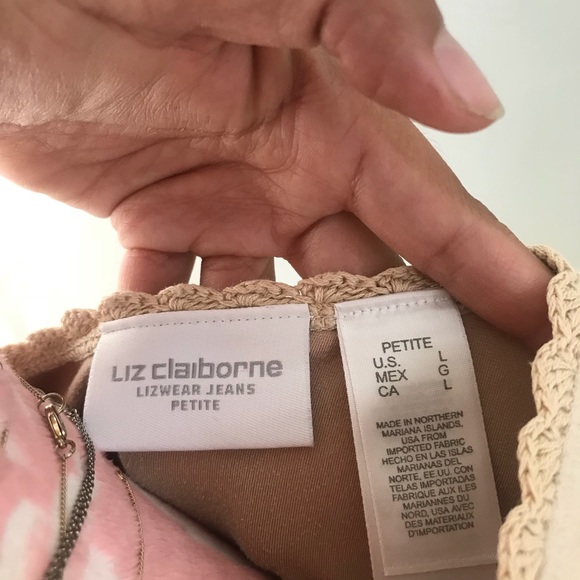 Liz Claiborne Velour Cream Top L - Picture 7 of 7